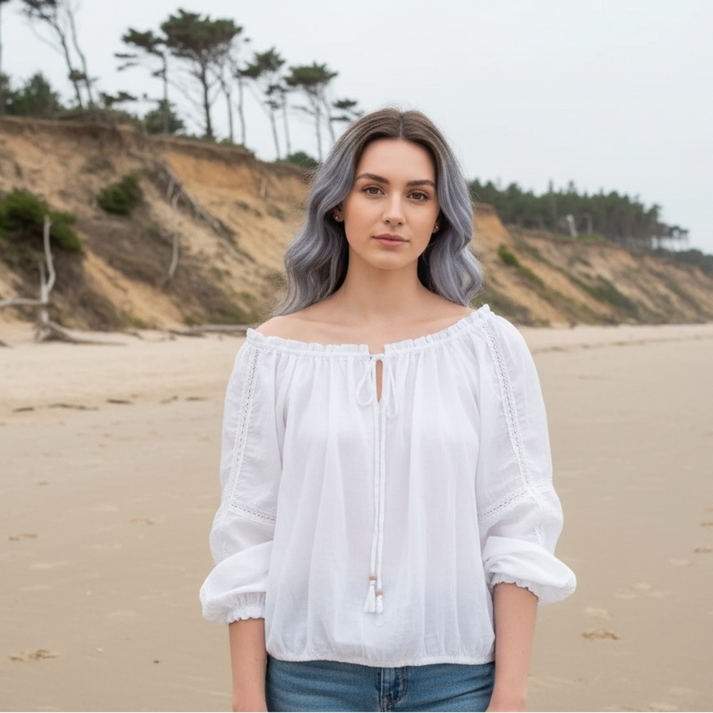 Boho White Off-Shoulder Blouse
